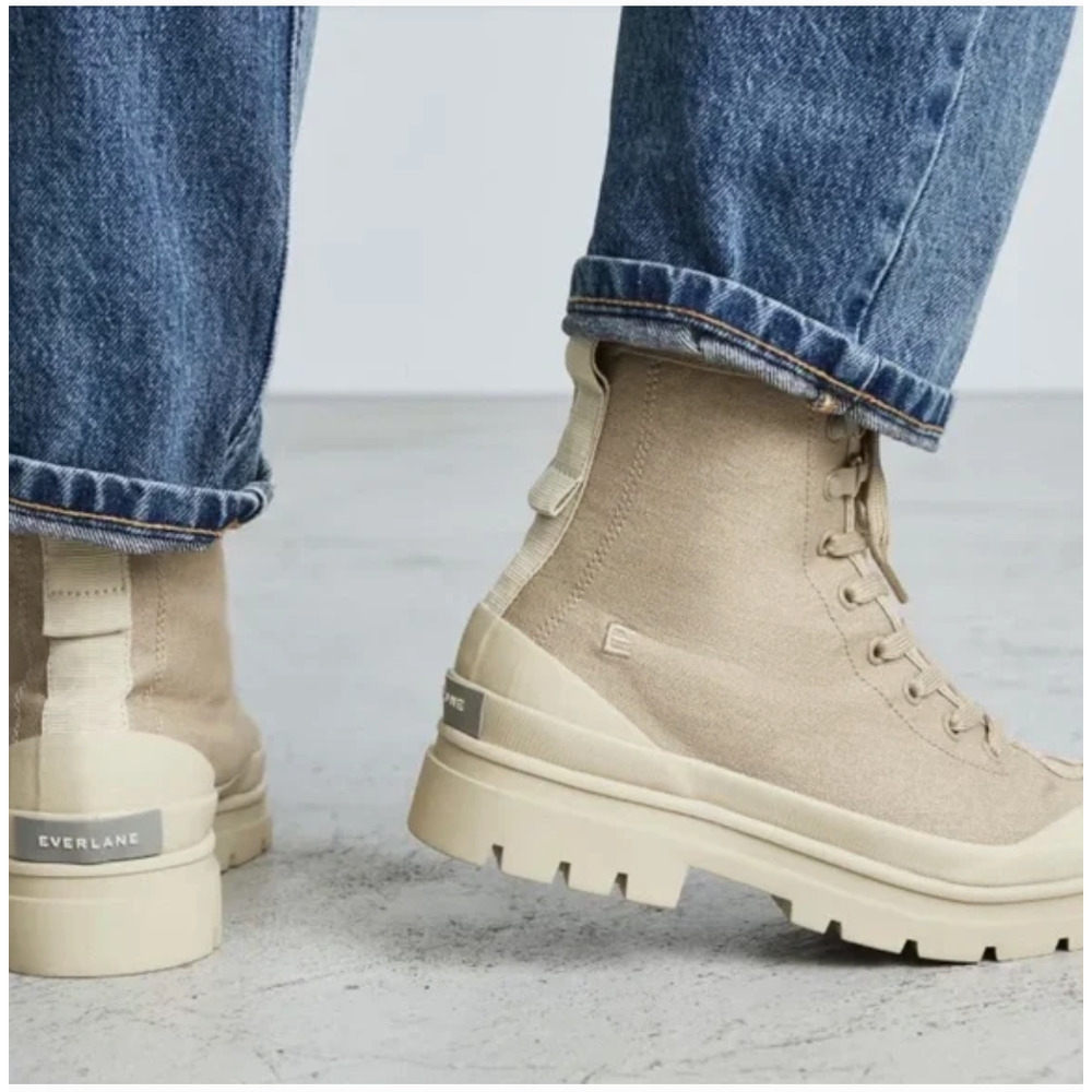 NWOT Everlane The Canvas Utility Boot 7 Khaki Tan Combat Lug Military 90s Y2K